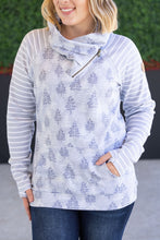 Load image into Gallery viewer, Classic Zoey ZipCowl Sweatshirt - Grey Trees and Stripes