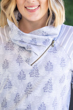 Load image into Gallery viewer, Classic Zoey ZipCowl Sweatshirt - Grey Trees and Stripes