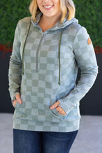 Load image into Gallery viewer, HalfZip Hoodie - Olive Checkers