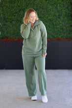 Load image into Gallery viewer, Wide Leg Vintage Wash Bottoms - Olive