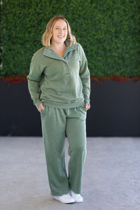 Jesse Vintage Wash Snap Pullover - Olive
