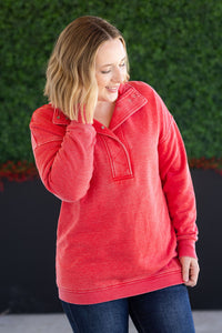 Jesse Vintage Wash Snap Pullover - Red