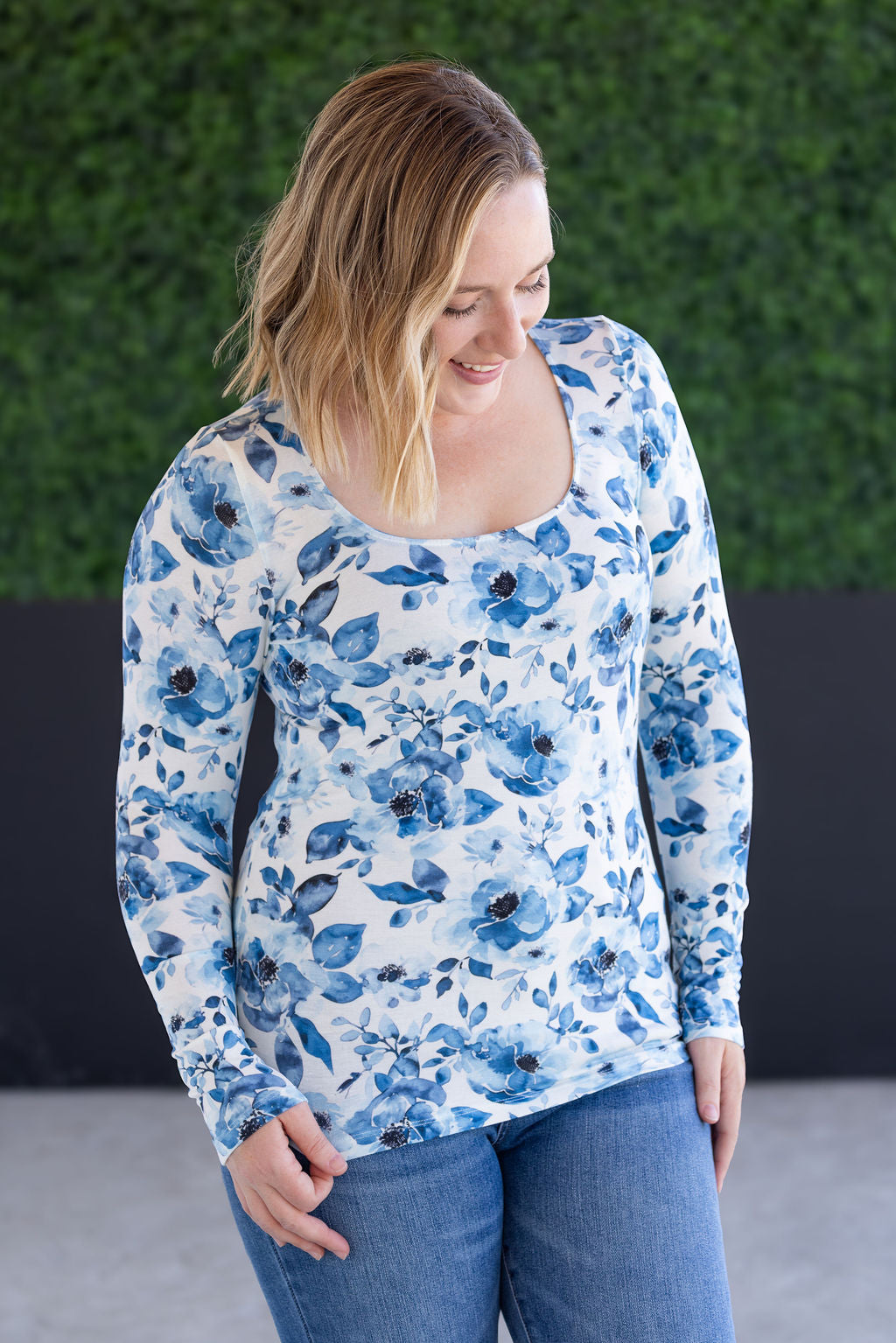 Alyssa Long Sleeve Top - Sapphire Floral