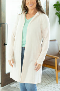Claire Hooded Waffle Cardigan - Oatmeal