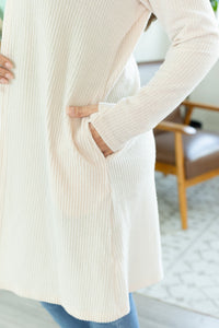 Claire Hooded Waffle Cardigan - Oatmeal