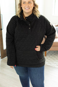 Geometric Button Snap Pullover - Black