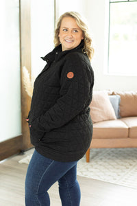Geometric Button Snap Pullover - Black