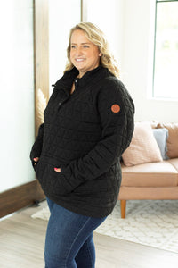 Geometric Button Snap Pullover - Black