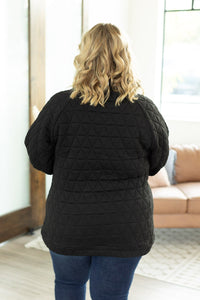 Geometric Button Snap Pullover - Black