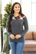 Load image into Gallery viewer, Abby Accent Top - Charcoal and Red Plaid