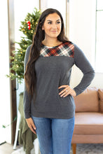 Load image into Gallery viewer, Abby Accent Top - Charcoal and Red Plaid