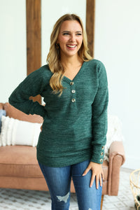 Brittney Button Sweater - Evergreen