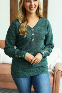 Brittney Button Sweater - Evergreen