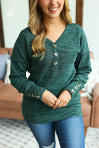 Brittney Button Sweater - Evergreen
