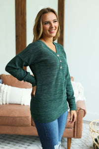 Brittney Button Sweater - Evergreen