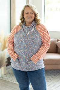 Classic Zoey ZipCowl Sweatshirt - Periwinkle Pattern Mix