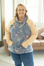 Load image into Gallery viewer, Classic Zoey ZipCowl Sweatshirt - Navy and Mustard Mix