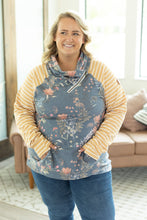Load image into Gallery viewer, Classic Zoey ZipCowl Sweatshirt - Navy and Mustard Mix