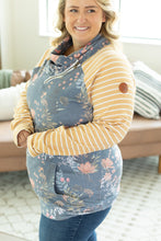 Load image into Gallery viewer, Classic Zoey ZipCowl Sweatshirt - Navy and Mustard Mix