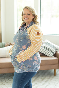 Classic Zoey ZipCowl Sweatshirt - Navy and Mustard Mix