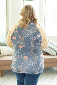 Classic Zoey ZipCowl Sweatshirt - Navy and Mustard Mix