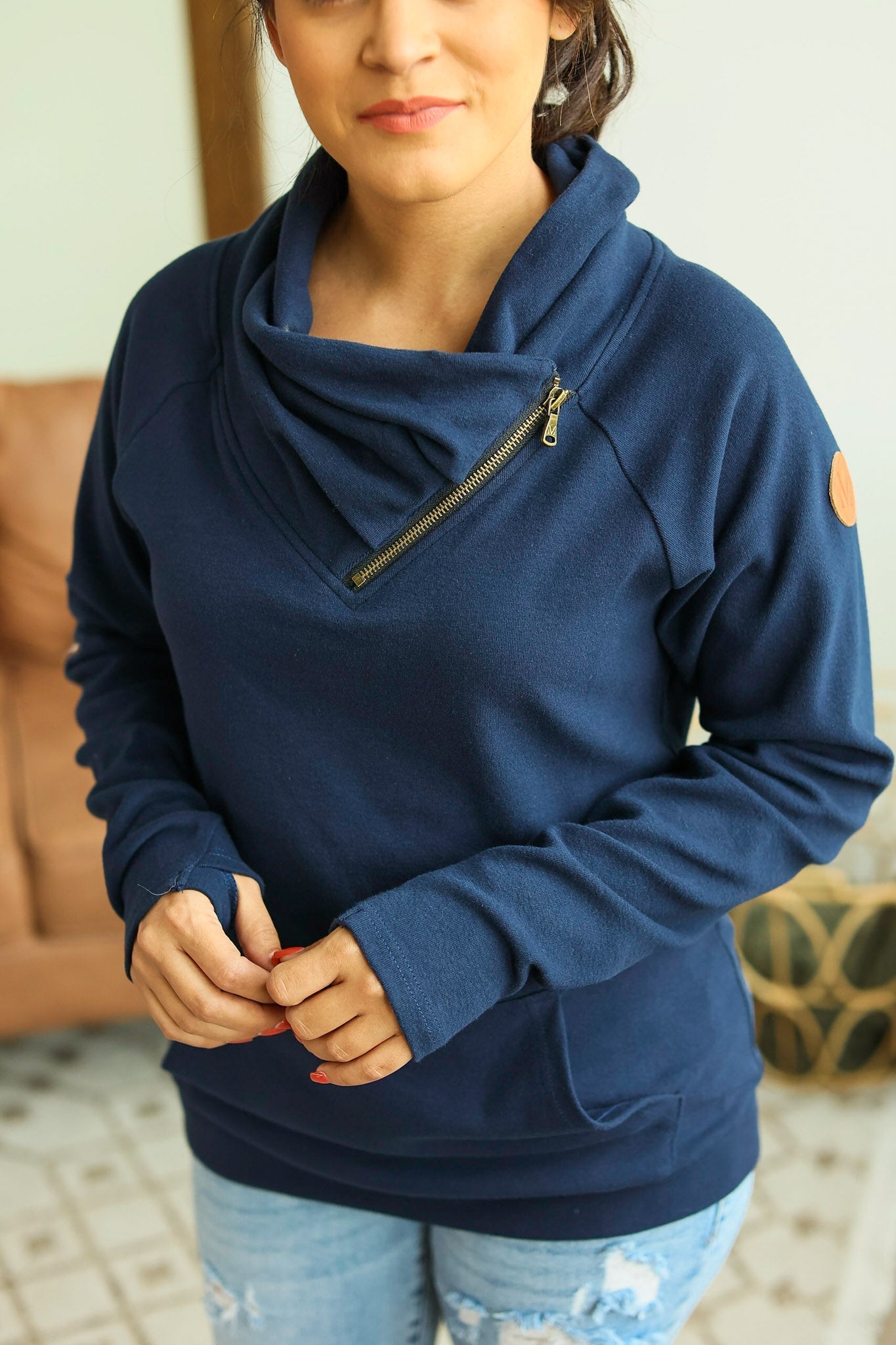 Classic ZipCowl Sweatshirt - Navy