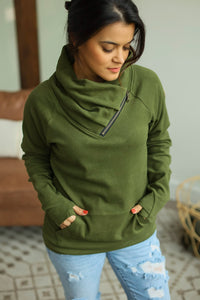 Classic ZipCowl Sweatshirt - Olive