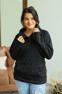Geometric Button Snap Pullover - Black
