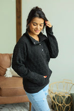 Load image into Gallery viewer, Geometric Button Snap Pullover - Black
