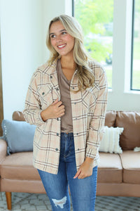Norah Plaid Shacket - Light Tan