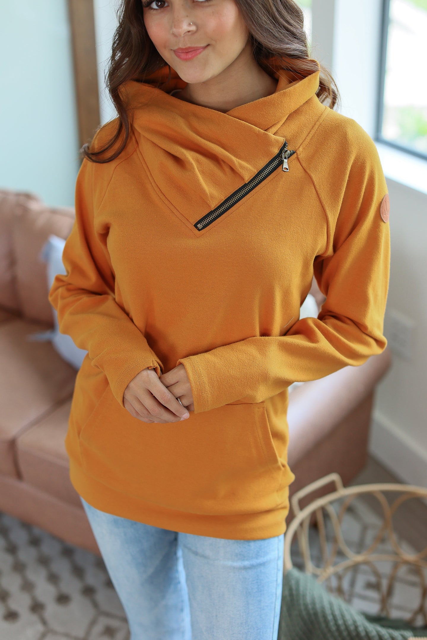 Classic ZipCowl Sweatshirt - Camel