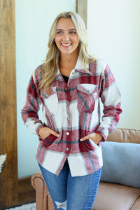 Norah Plaid Shacket - Red and Navy Mix