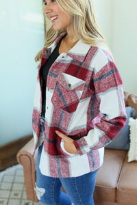 Norah Plaid Shacket - Red and Navy Mix