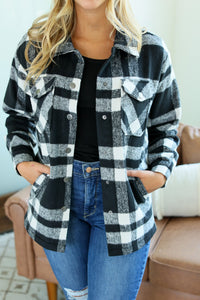 Norah Plaid Shacket - Classic Black and White