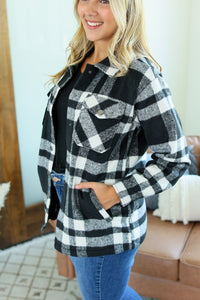 Norah Plaid Shacket - Classic Black and White