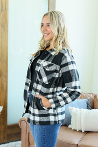 Norah Plaid Shacket - Classic Black and White