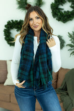 Load image into Gallery viewer, Blanket Scarf - Green and Navy Plaid