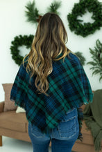 Load image into Gallery viewer, Blanket Scarf - Green and Navy Plaid