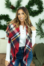Load image into Gallery viewer, Blanket Scarf - Red and Gold Plaid