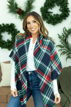 Load image into Gallery viewer, Blanket Scarf - Blue, Red and Green Plaid