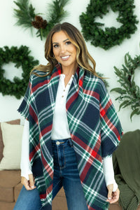 Blanket Scarf - Blue, Red and Green Plaid