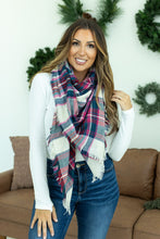 Load image into Gallery viewer, Blanket Scarf - Magenta and Green Plaid