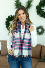 Load image into Gallery viewer, Blanket Scarf - Magenta and Green Plaid