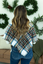 Load image into Gallery viewer, Blanket Scarf - Blue and Brown Plaid