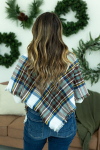 Blanket Scarf - Blue and Brown Plaid