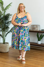 Load image into Gallery viewer, Cassidy Midi Dress - Navy and Yellow Floral