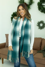 Load image into Gallery viewer, Fringe Plaid Scarf - Teal
