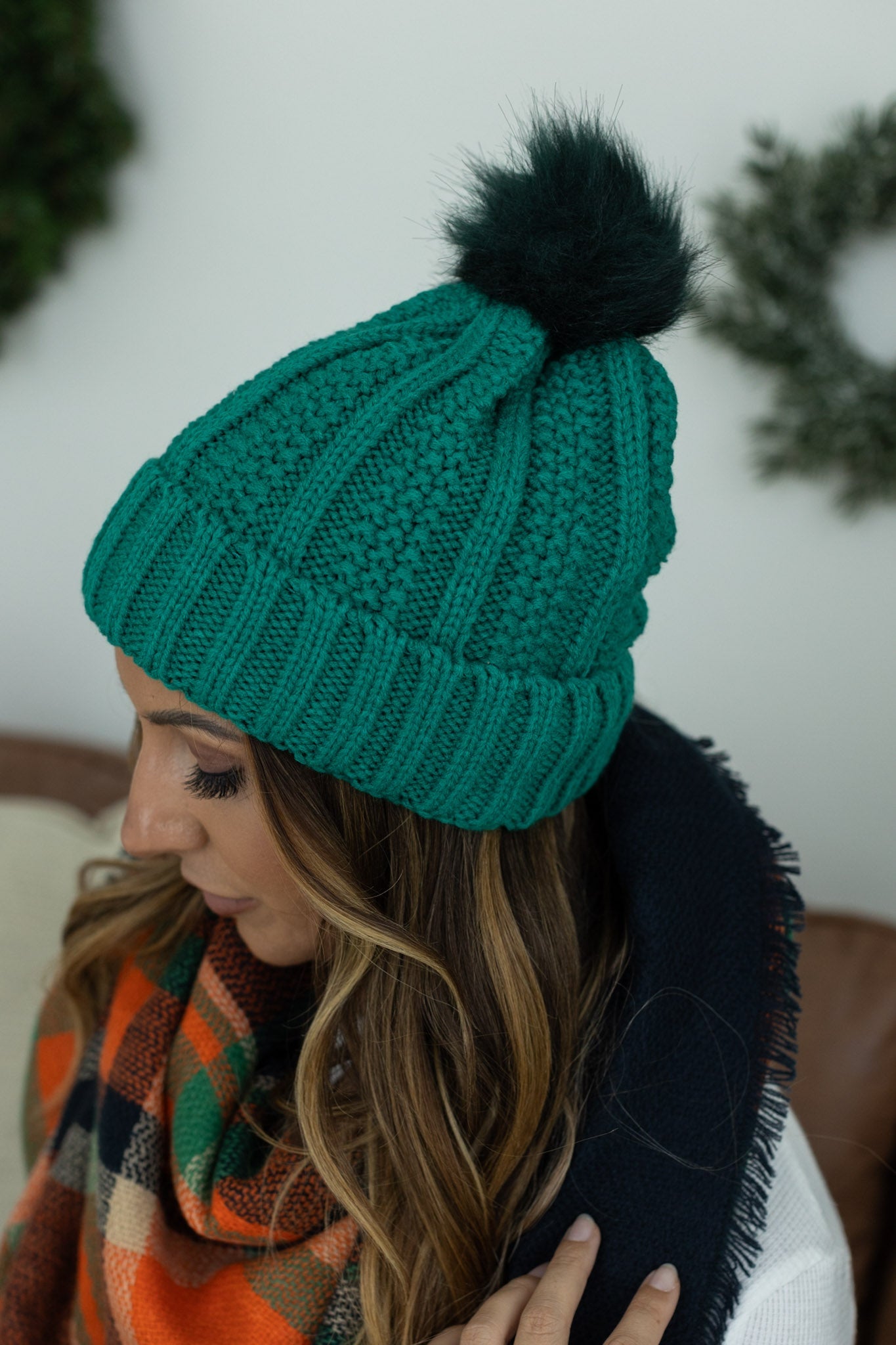 Morgan Micro Braid Beanie - Green