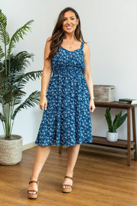 Cassidy Midi Dress - Blue Floral Mix