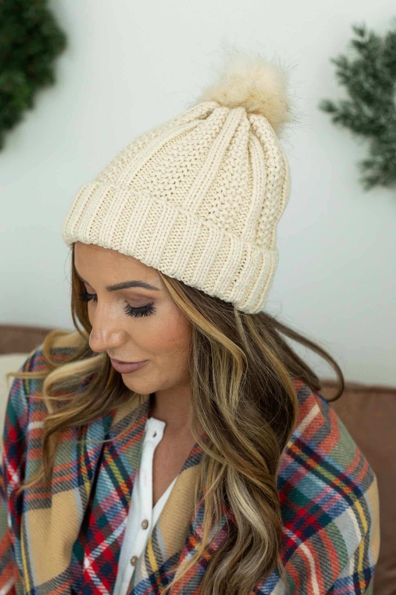 Morgan Micro Braid Beanie - Cream